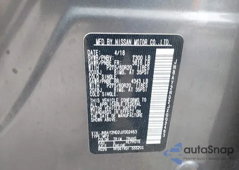 2018 Nissan Armada Sl z USA, uszkodzony, nr VIN JN8AY2ND2JX002463